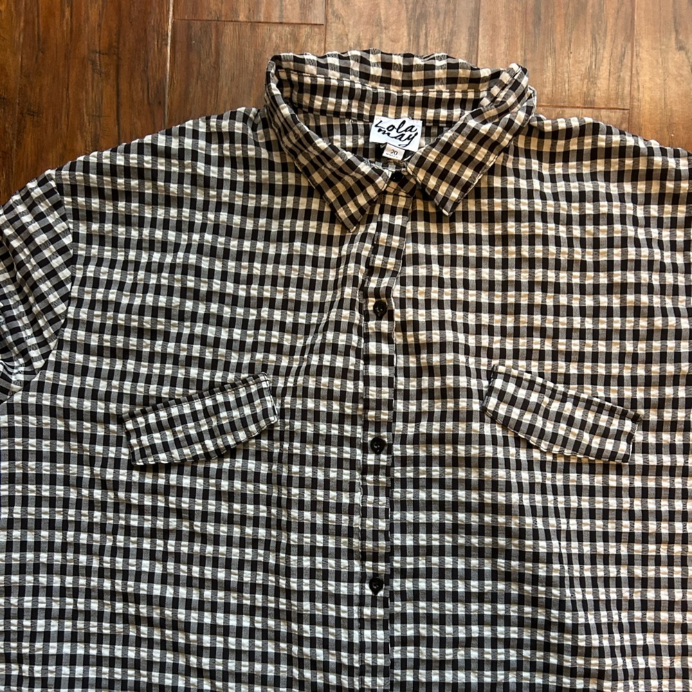 Lola May Black and White Shirt Dress Plaid Print Women’s Size 20 - Picture 9 of 10
